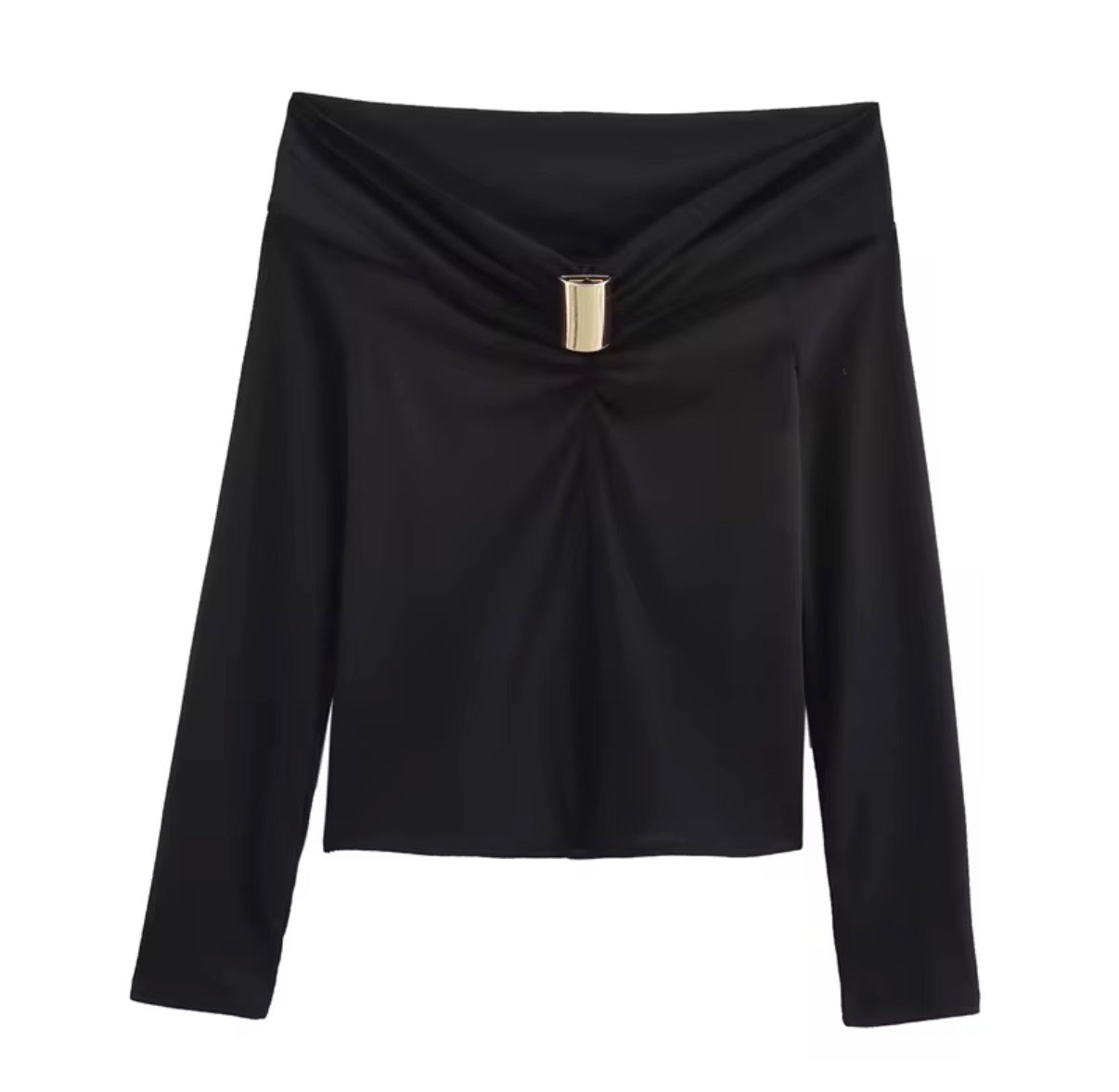 Off-Shoulder Draped Gold Accent Top