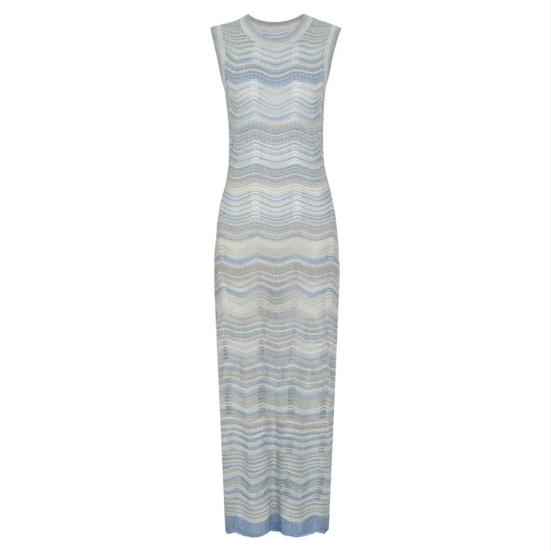 Wave Knit Maxi Dress & Cardigan Set