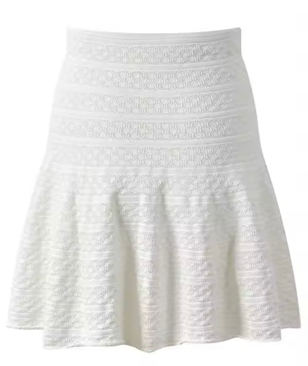 Lace Knit Bow-Detail Top & Flared Mini Skirt Set
