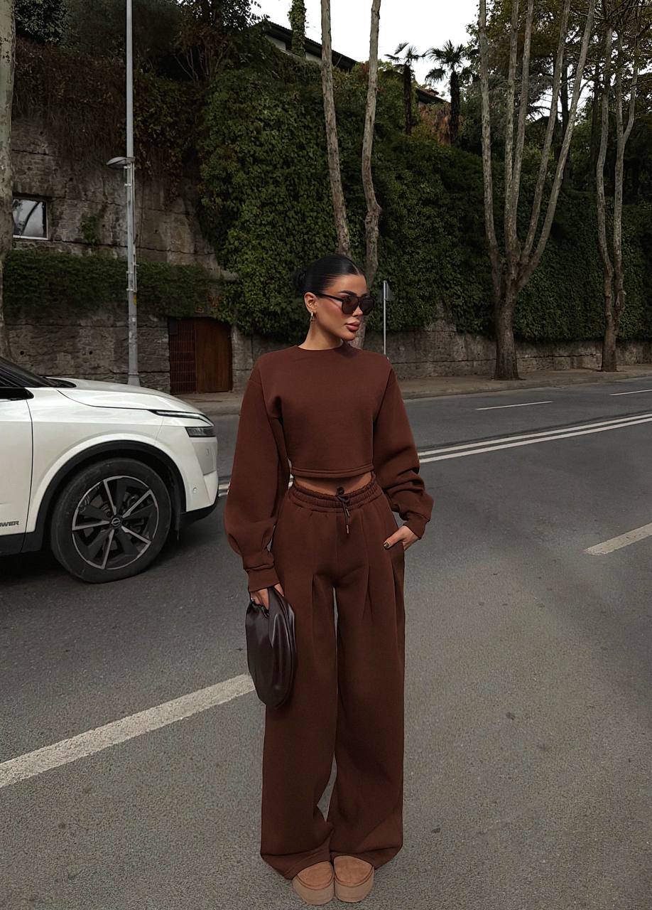 Cocoa Sculpt Wide-Leg Set