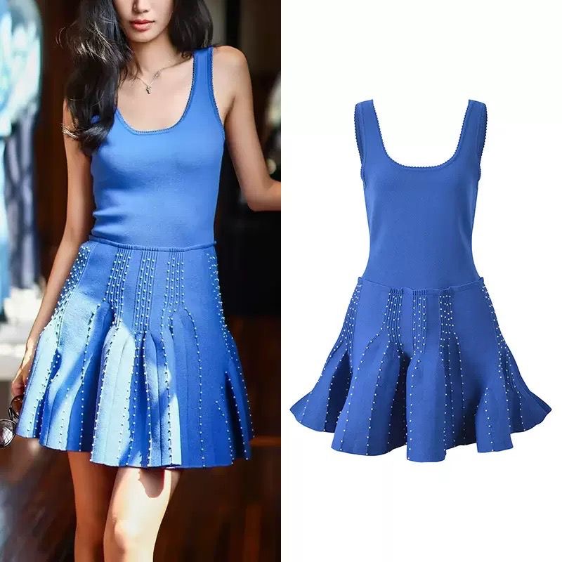 Sapphire Studded Flare Dress