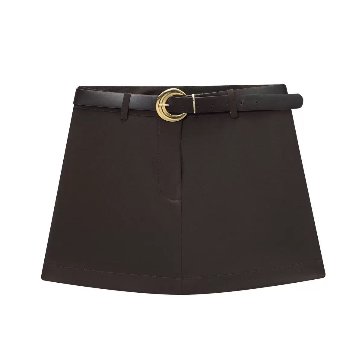 Chocolate Brown Blazer & Belted Mini Skirt Set