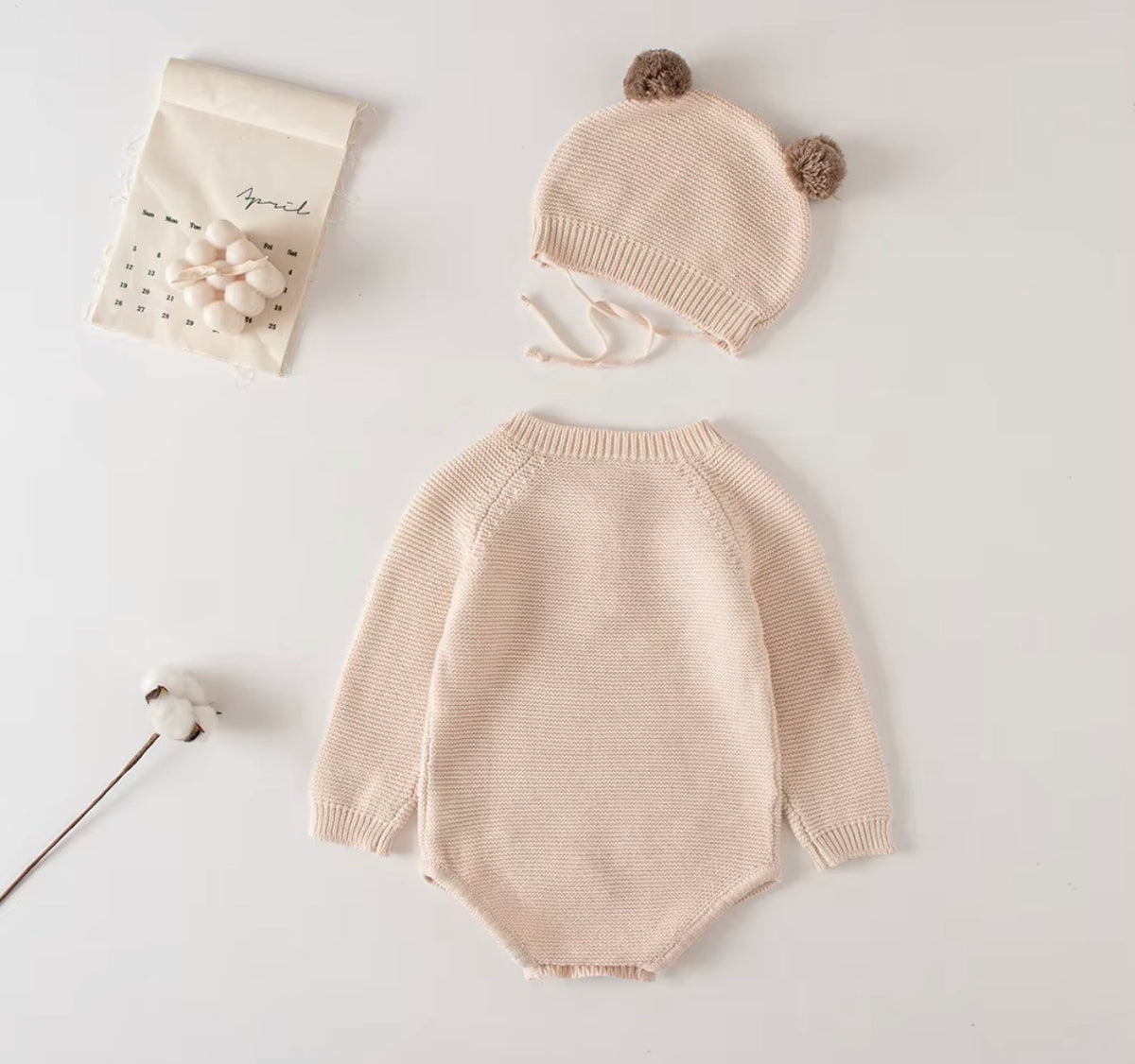 Little Bear Knit Romper Set