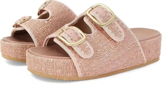 Solara Raffia Slides