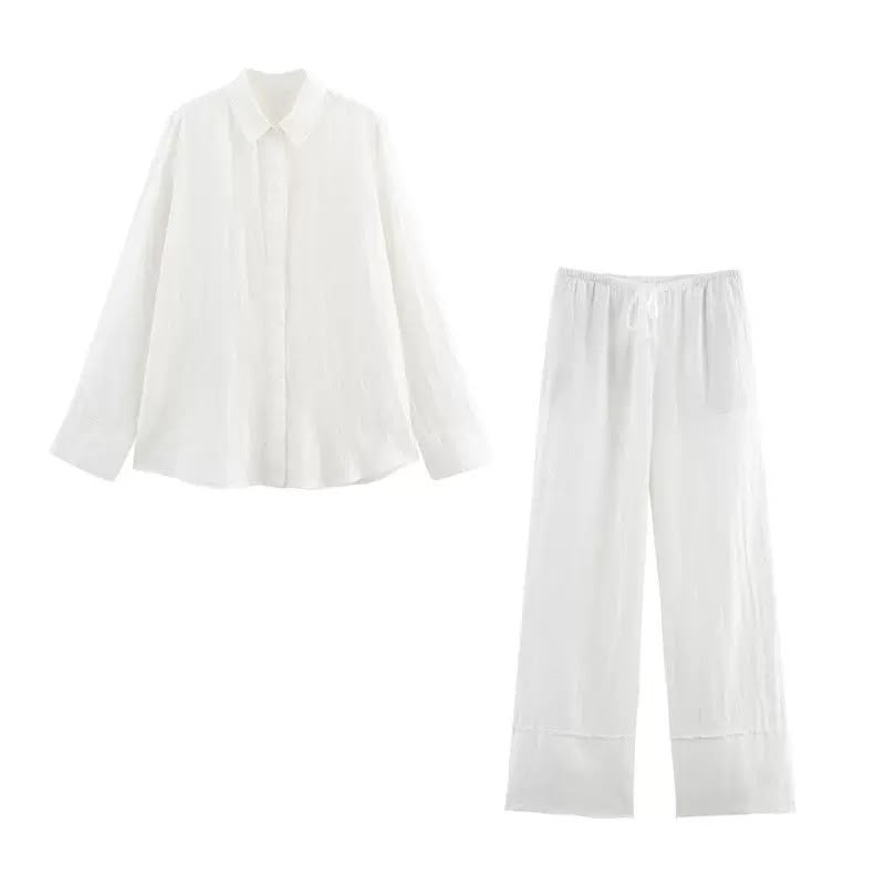 Classic Shirt & Wide-Leg Pants Set