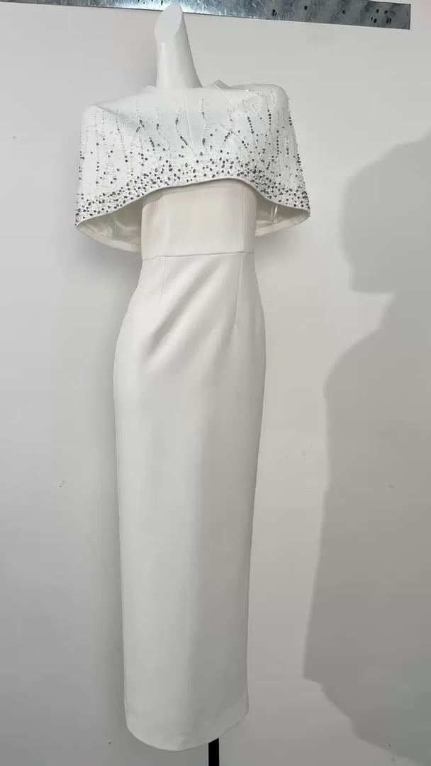 Celestial Crystal Cape Gown