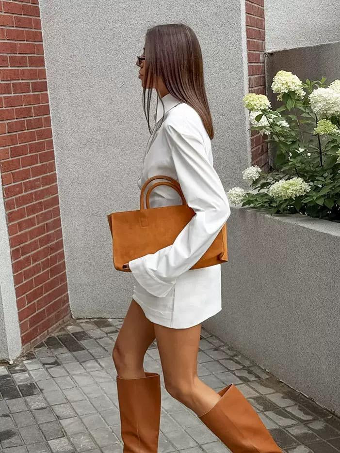 White Sculpted Shirt-Dress