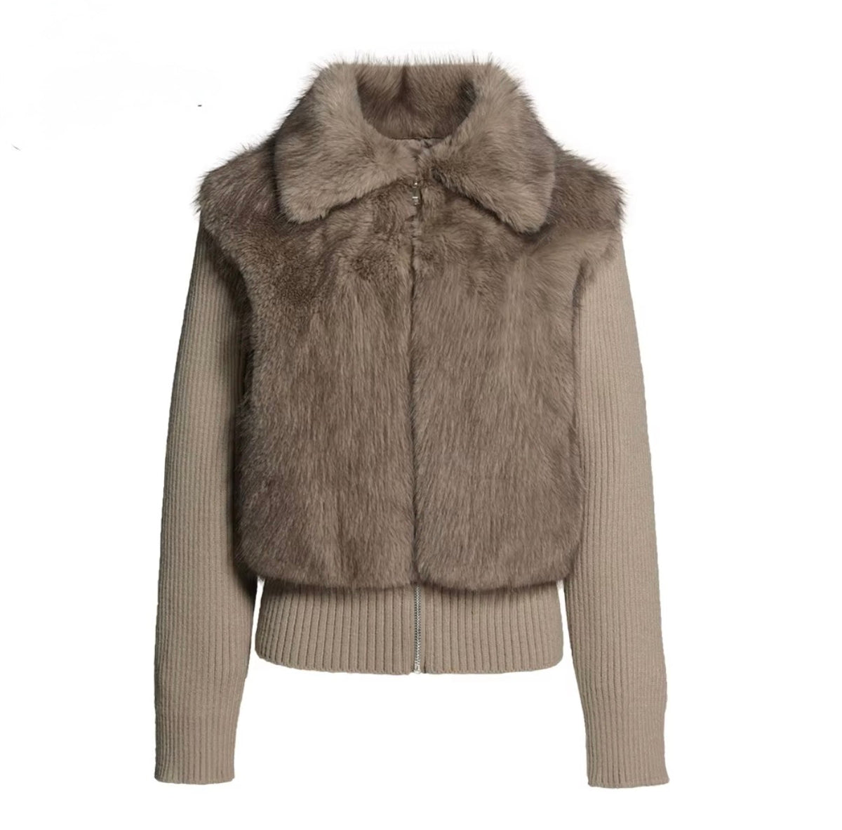 Luxe Fur Panel Knit Jacket