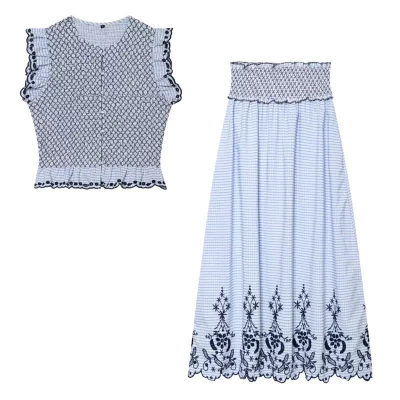 Smocked Embroidered Maxi Set
