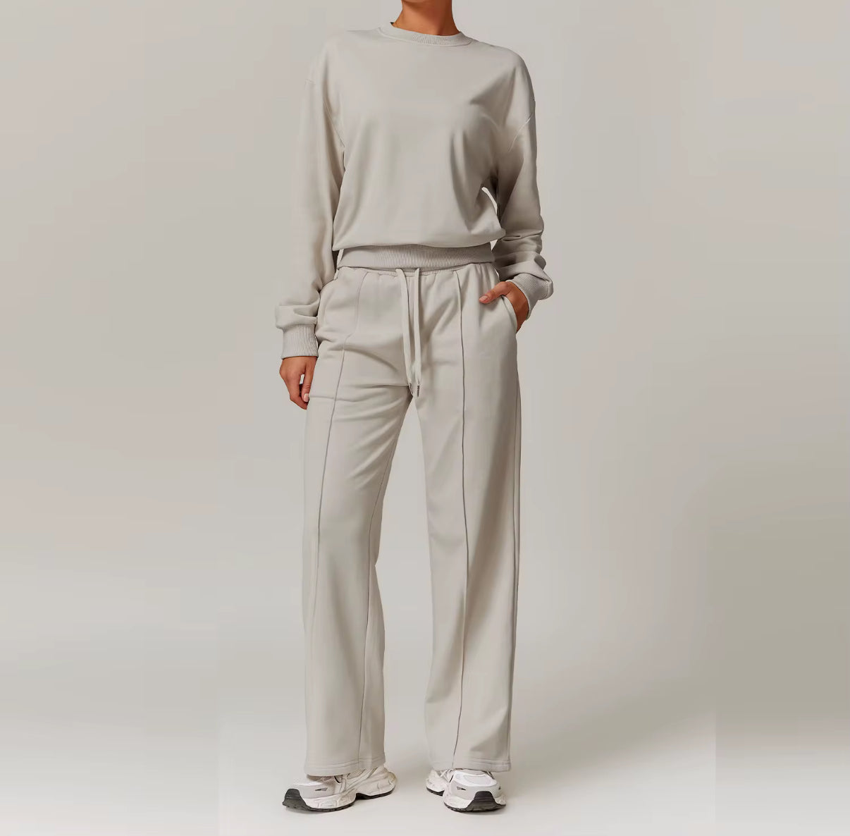 relaxed fit top with wide-leg pants