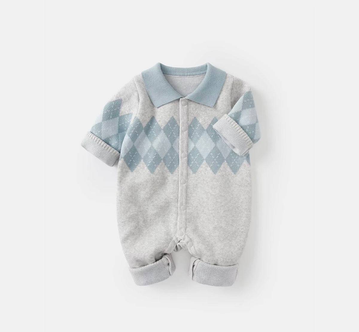 Argyle Collar Knit Romper