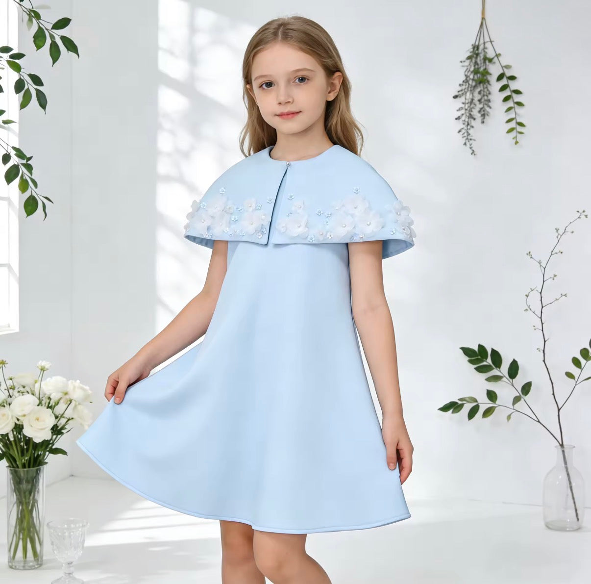 Celeste Floral Cape Dress