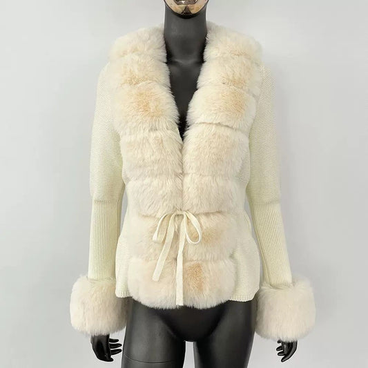 Winter Royale Knit Fur Cardigan