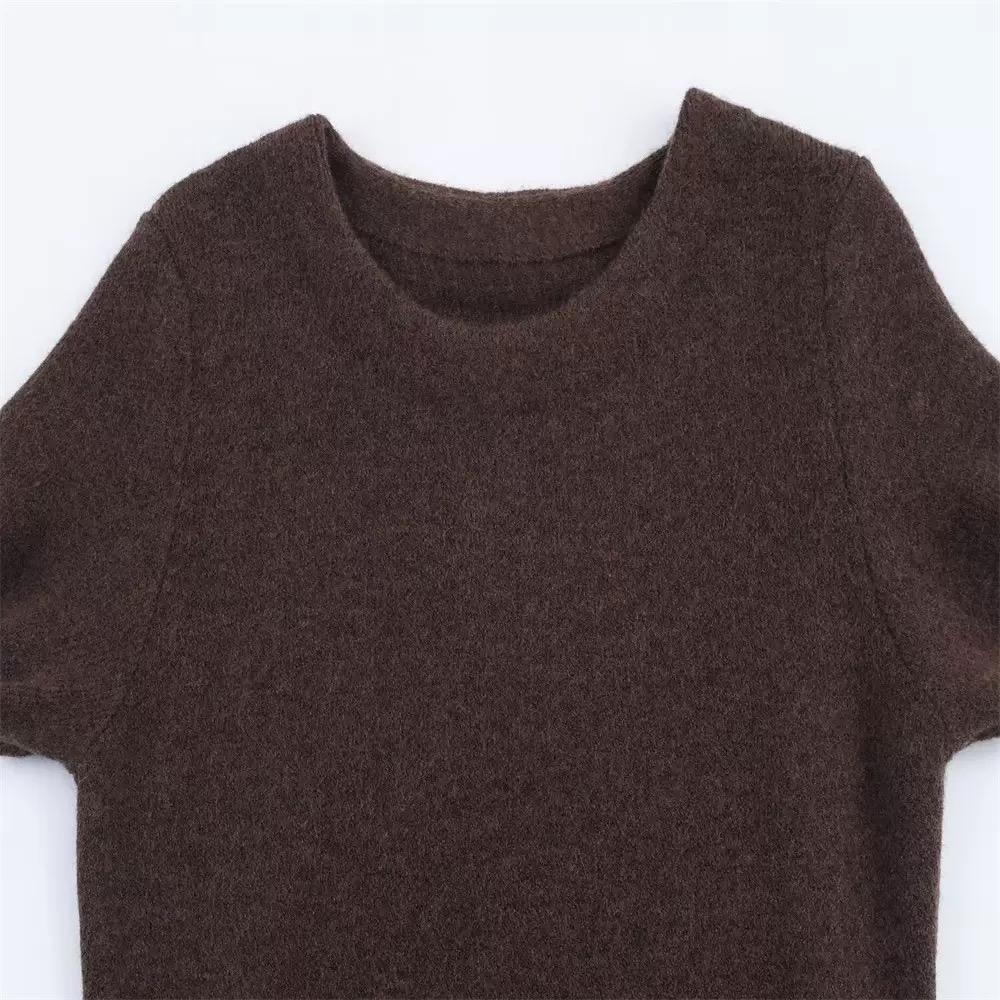 Cocoa Luxe Wool Dress with Faux Fur Hem