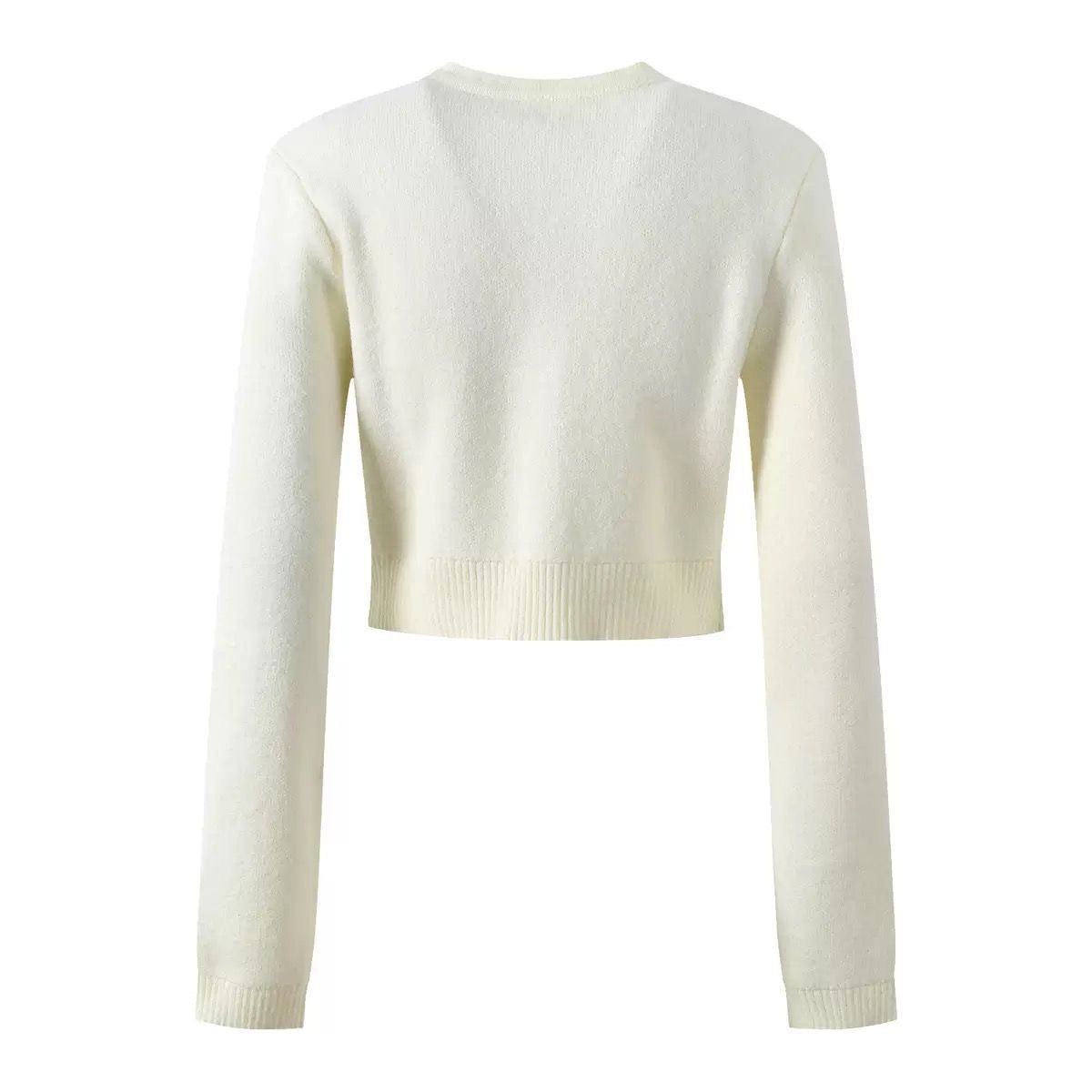 Pearl-Button Cropped Knit Cardigan