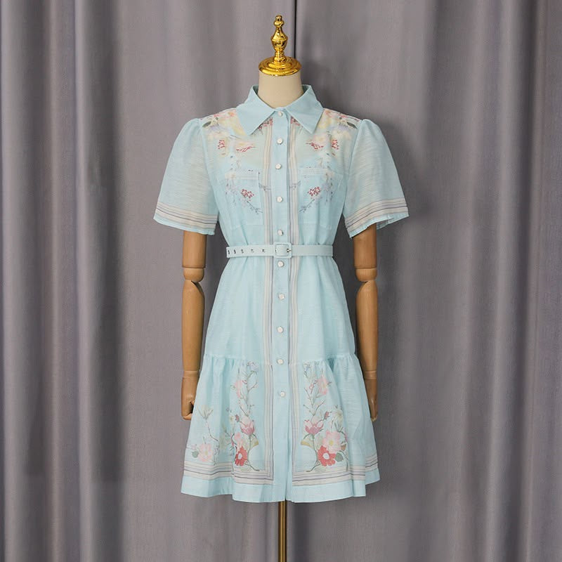 Floral Belted Shirt Mini Dress