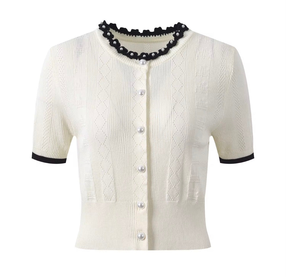 Pearl Trim Knit Top