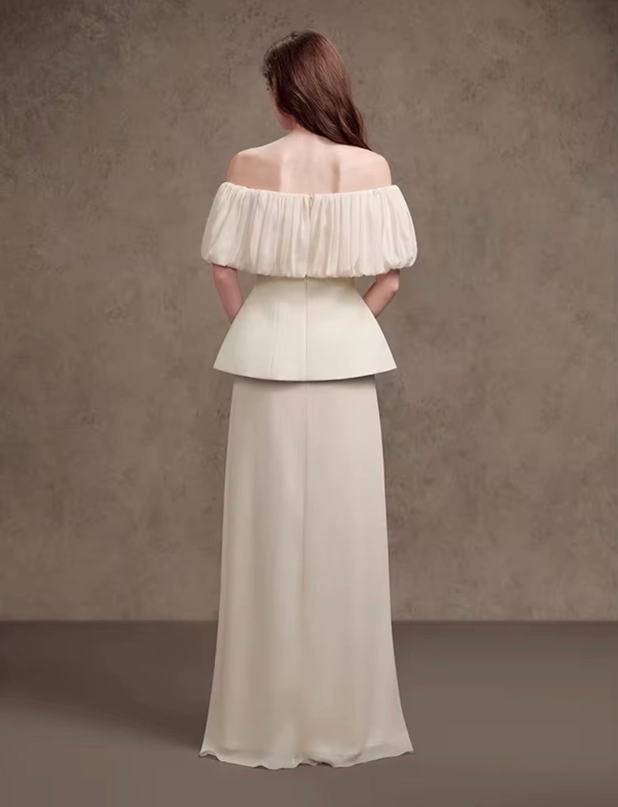 Ivory Cloud Off-Shoulder Peplum Set