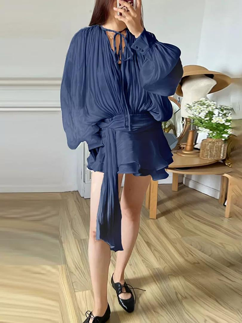Sheer Tie-Neck Blouse