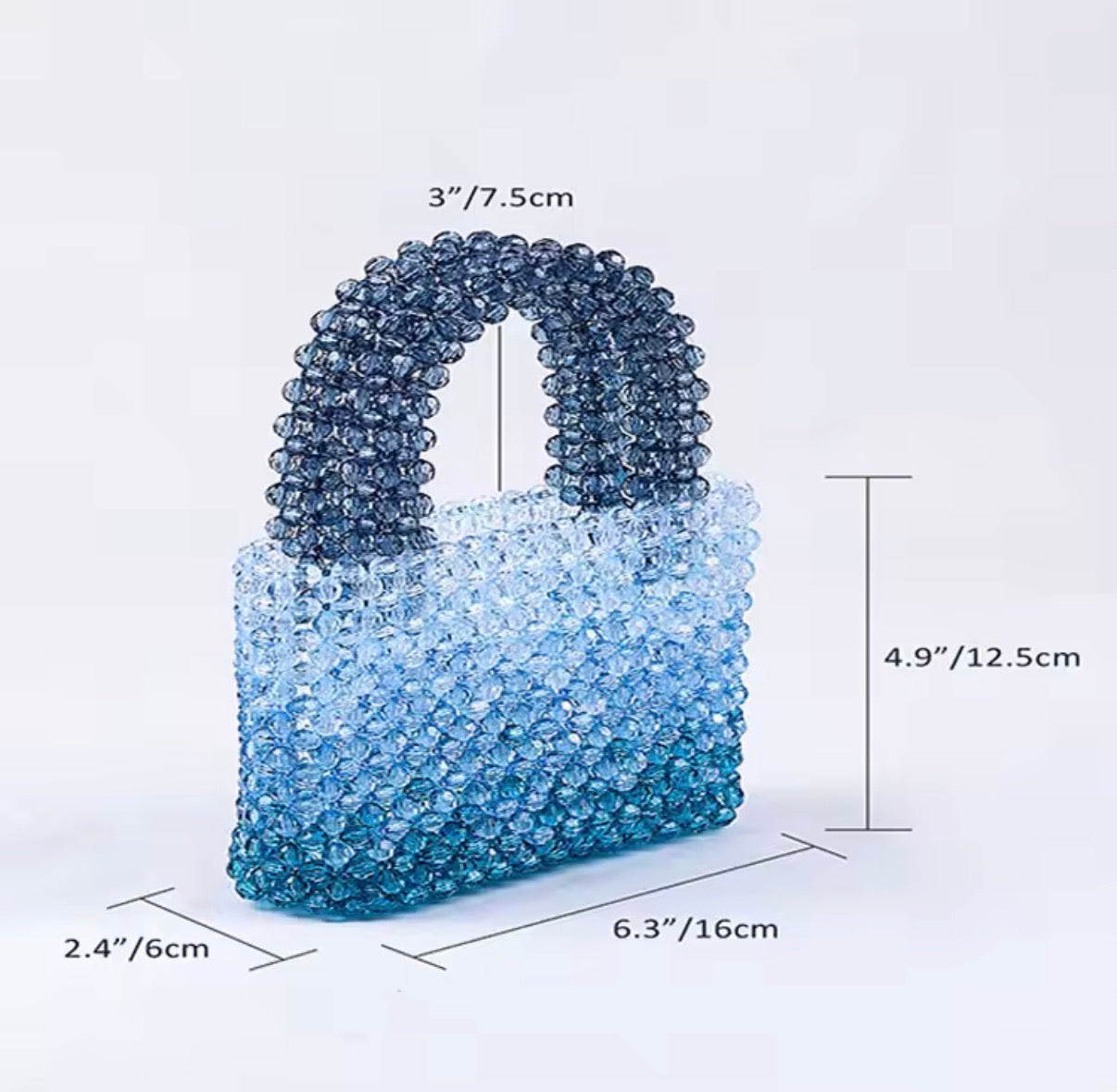 Blue Gradient Beaded Mini Bag