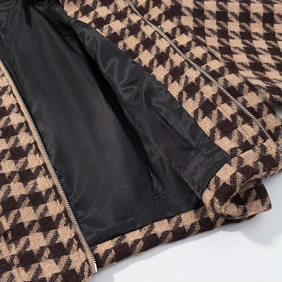 Houndstooth Cropped Jacket & Shorts Set