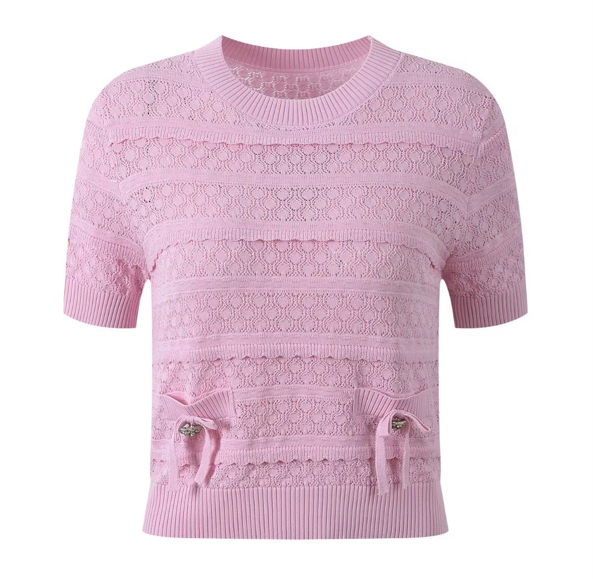 Soft Lace Bow Knit Top