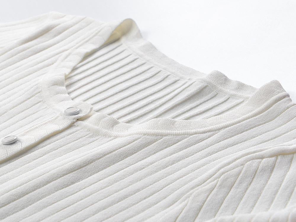 White Pearl Button Flow Dress