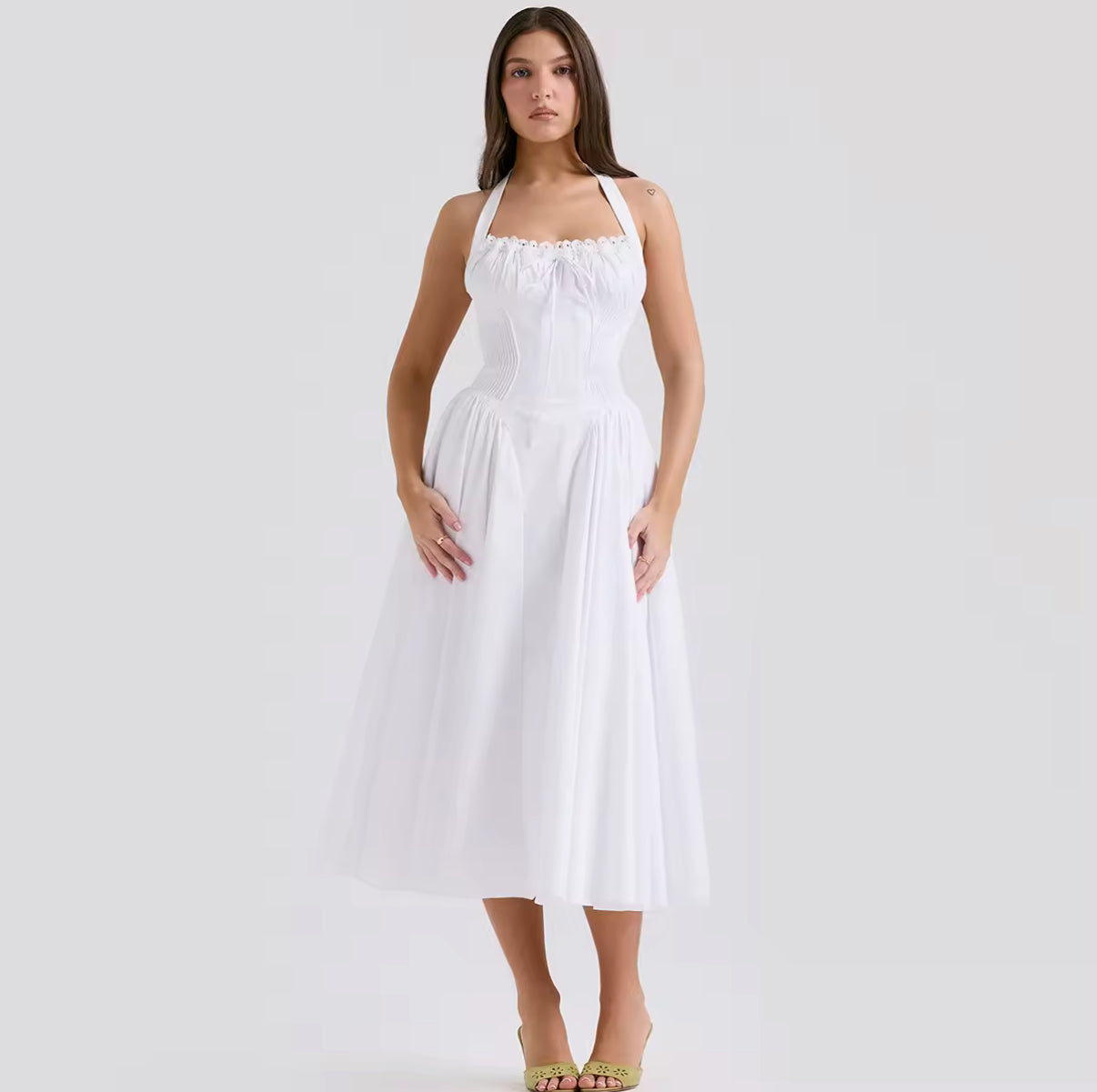 Halter Corset Dress with Ruched Bust