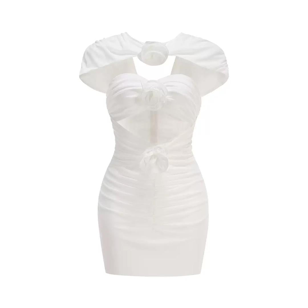 Scarf Neck Ruched Mini Dress
