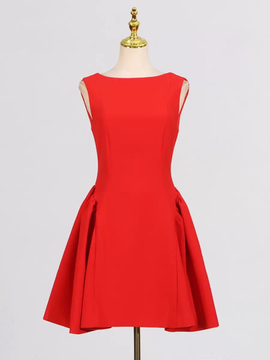Sleeveless Mini Dress with Structured Fit and Flared Skirt