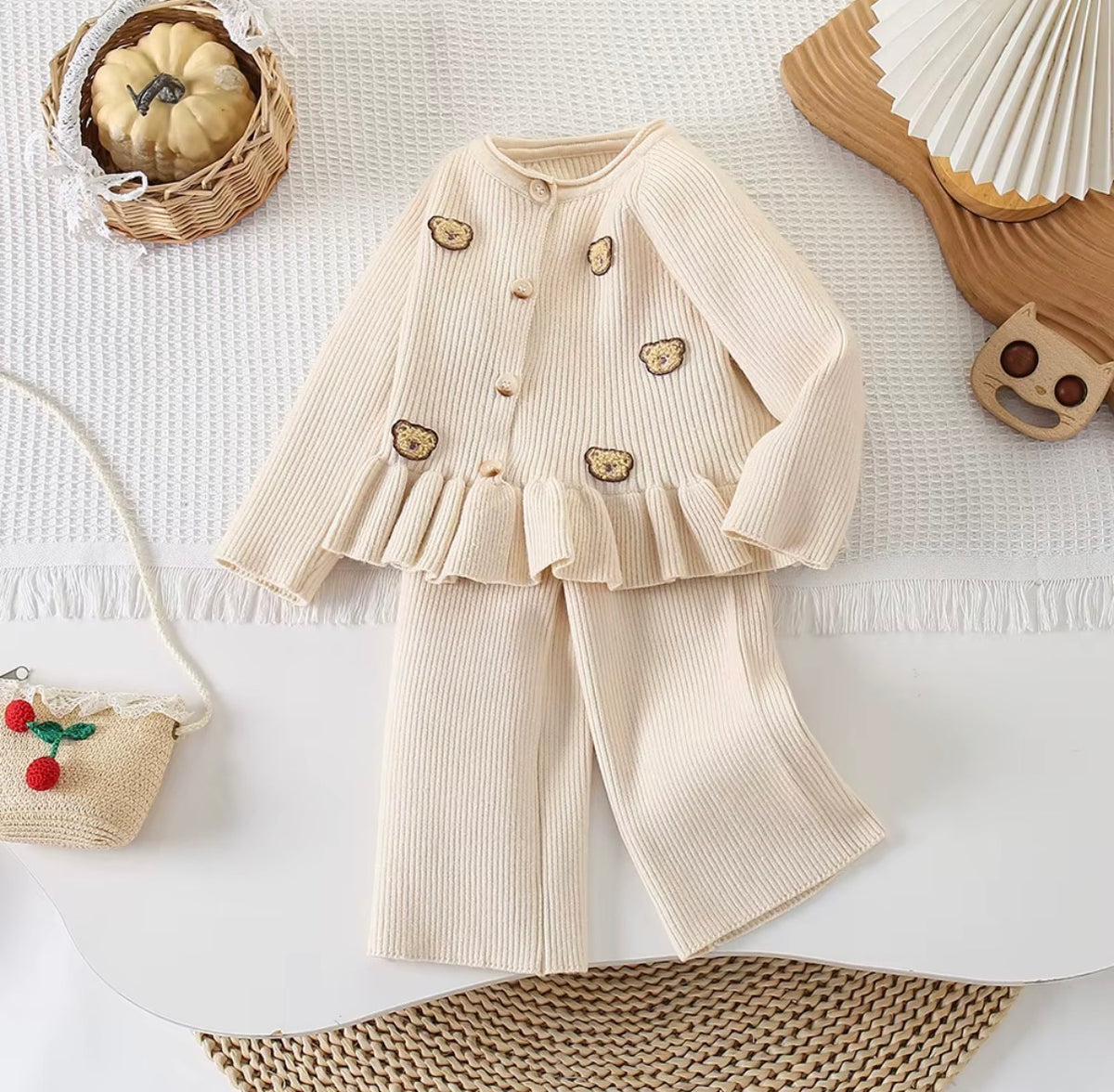 Teddy Ruffle Knit Set