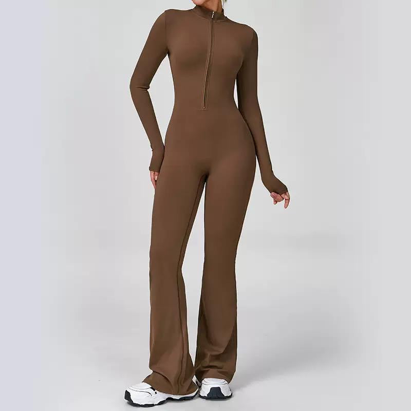 SculptFit Zip-Front Flare Jumpsuit