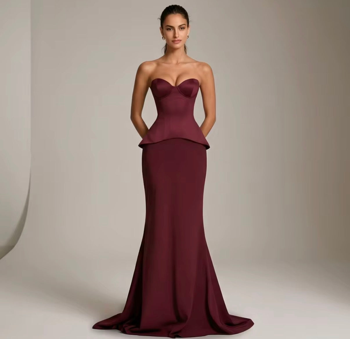 Satin Corset Scarf Maxi Dress