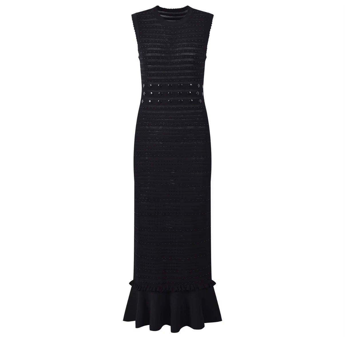 Midnight Studded Sculpt Knit Mermaid Maxi Dress