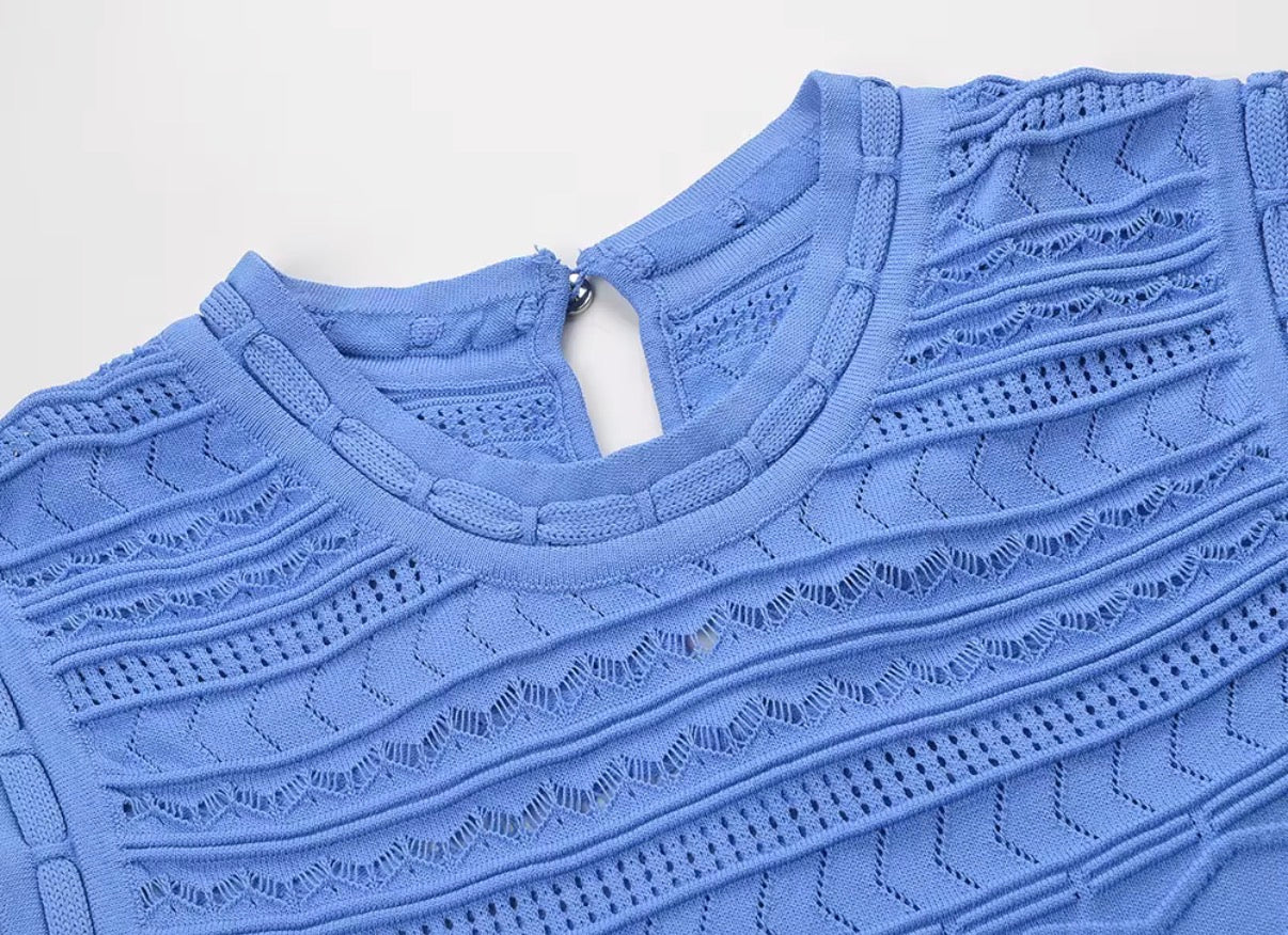 Azure Textured Knit Maxi Dress