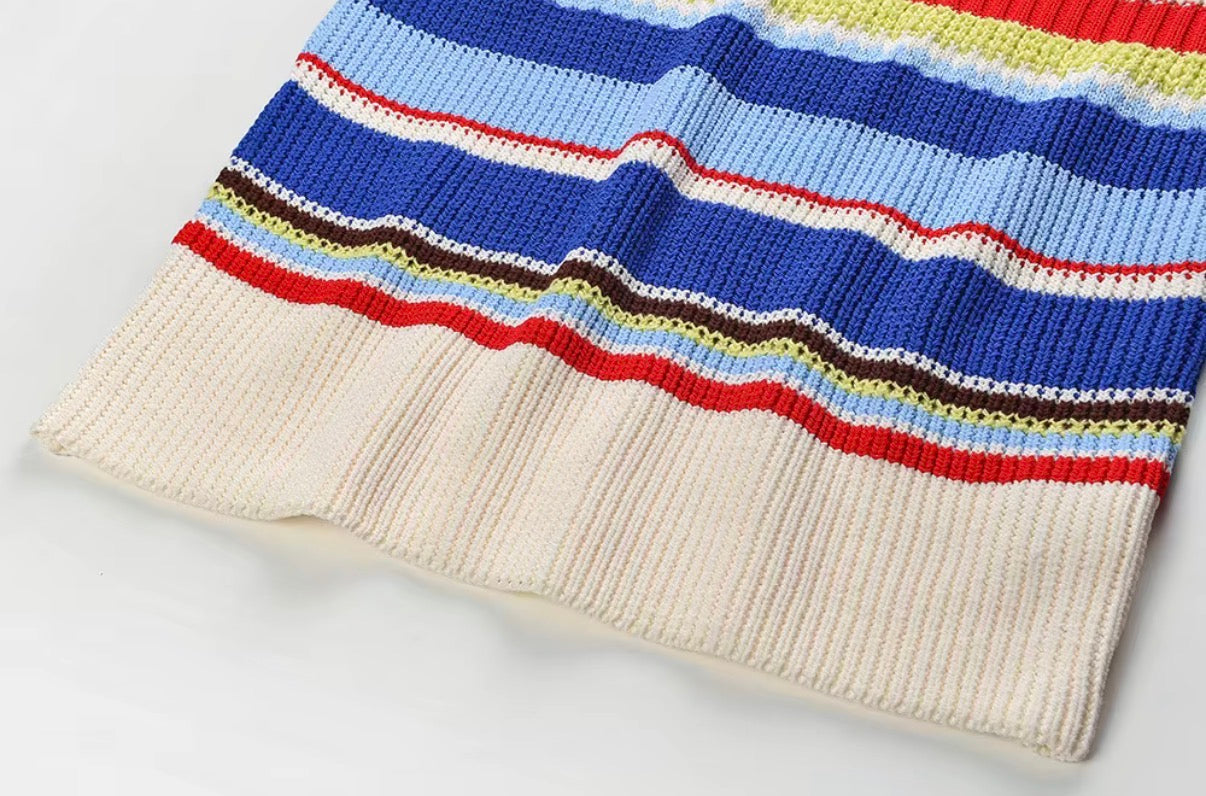 Sunset Striped Knit Maxi Dress