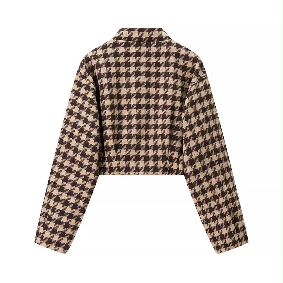 Houndstooth Cropped Jacket & Shorts Set