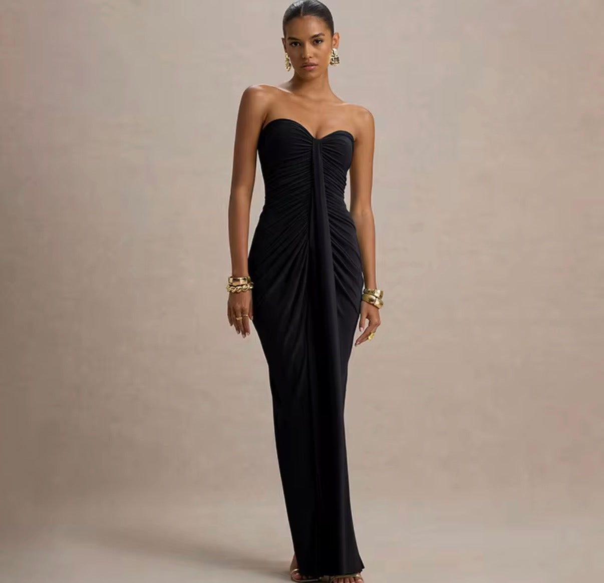 Strapless Ruched Maxi Dress