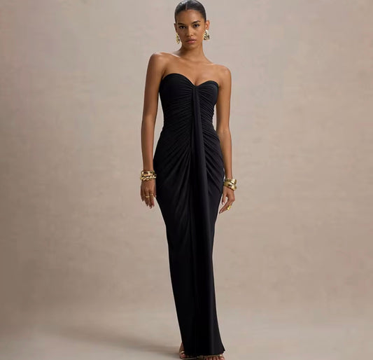 Strapless Ruched Maxi Dress