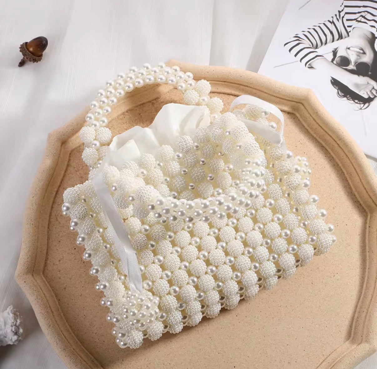 White Pearl Crystal Mini Bag