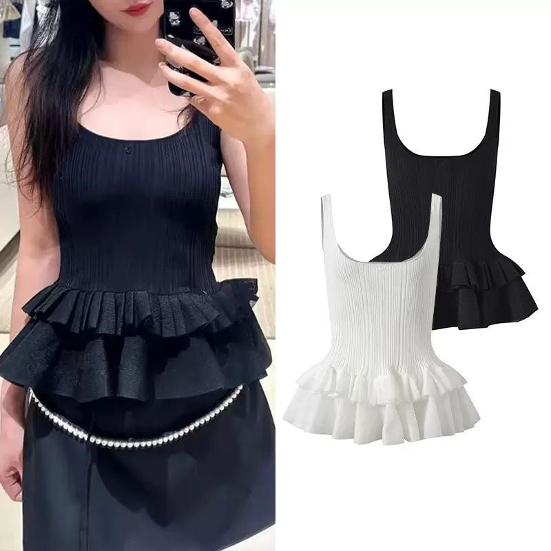 Ruffle Hem Knit Cami Top