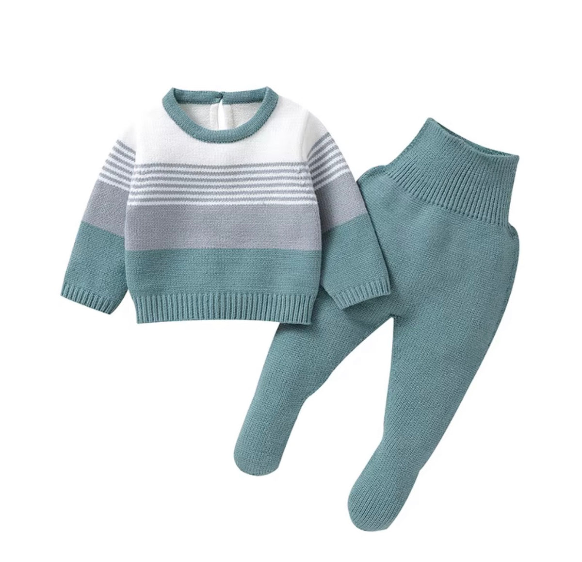 Colorblock Knit Footed Set
