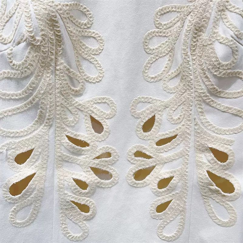 Ivory Embroidered Cutout Mini Dress