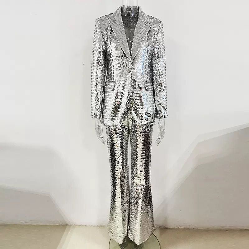 Shimmering Metallic Two-Piece Suit