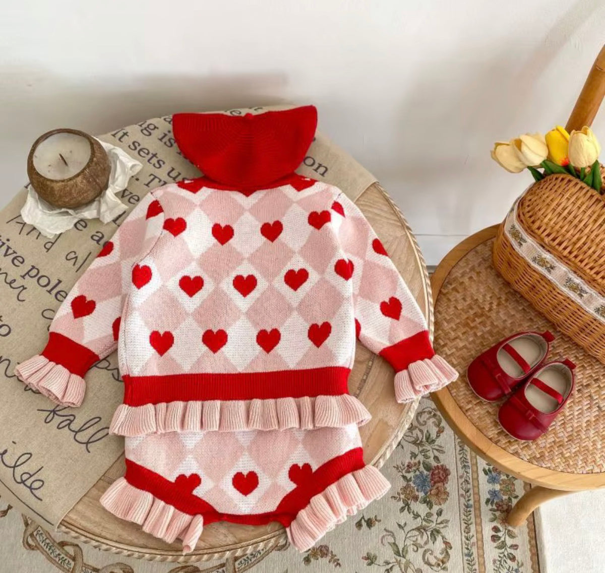 Sweetheart Ruffle Knit Set