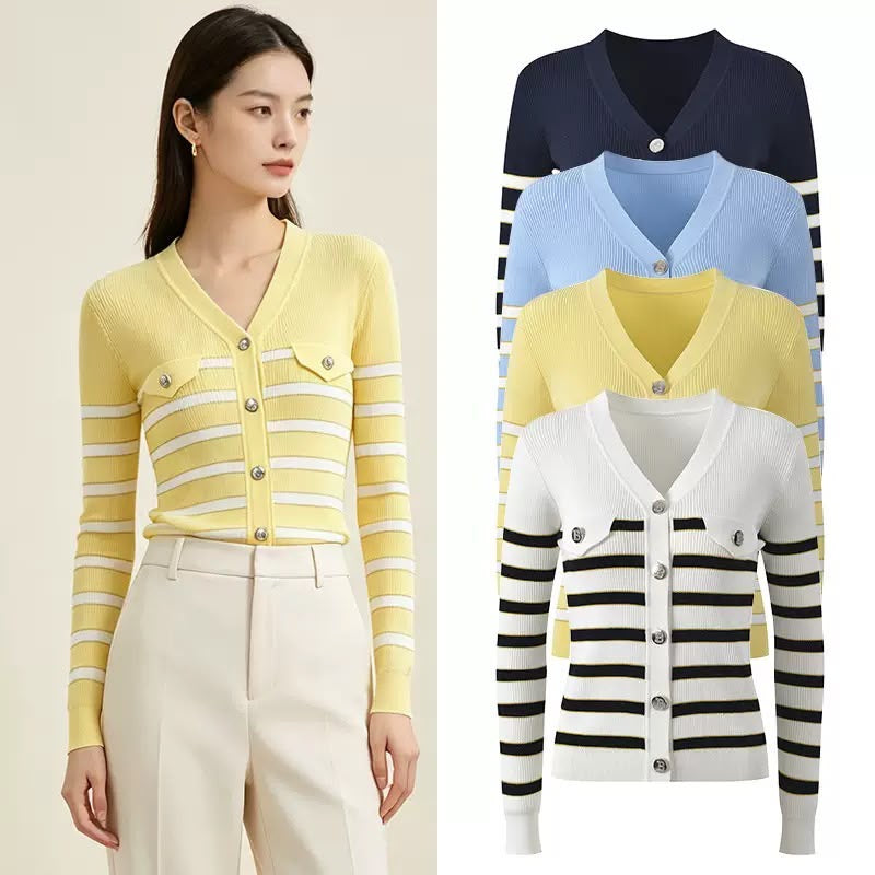 Riviera Striped Knit Cardigan