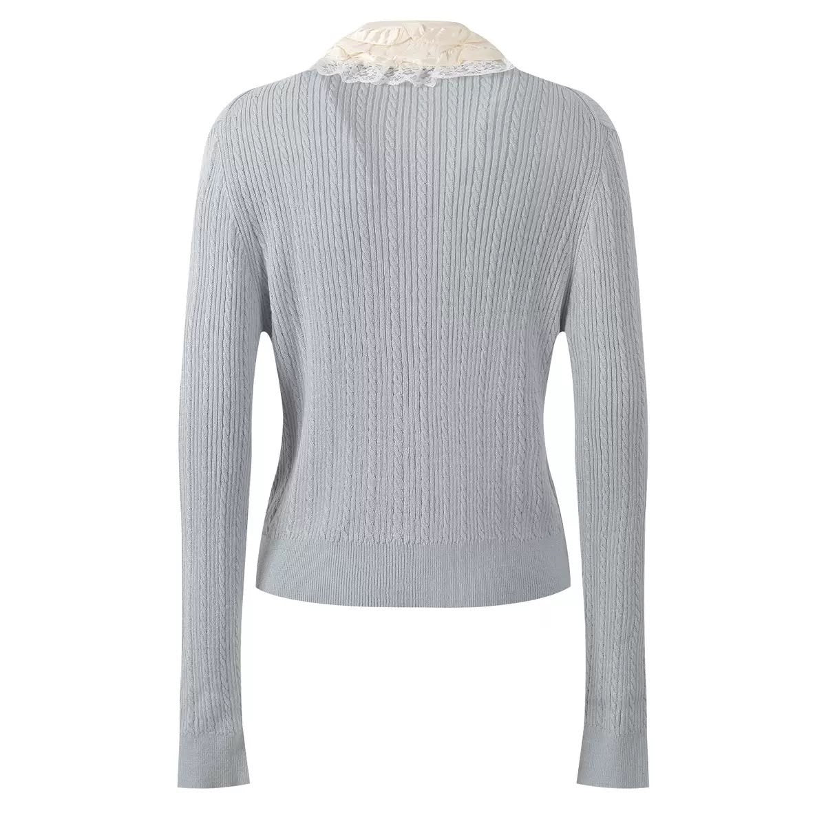 Pearl Rose Lace Collar Cardigan