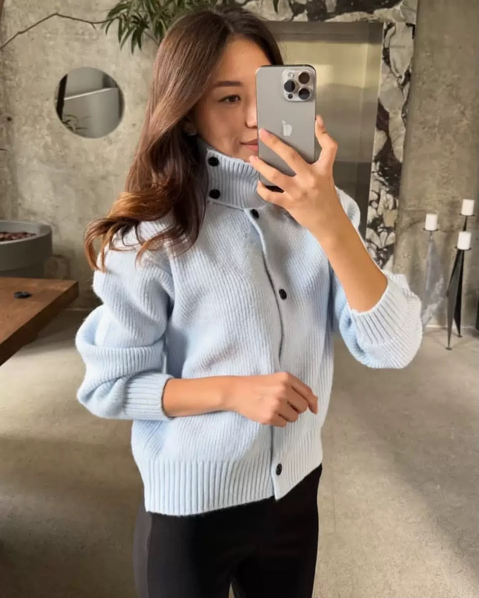 Sloane High-Neck Knit Cardigan