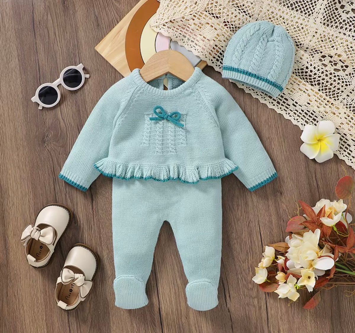 Sweet Bow Knitted Baby Set