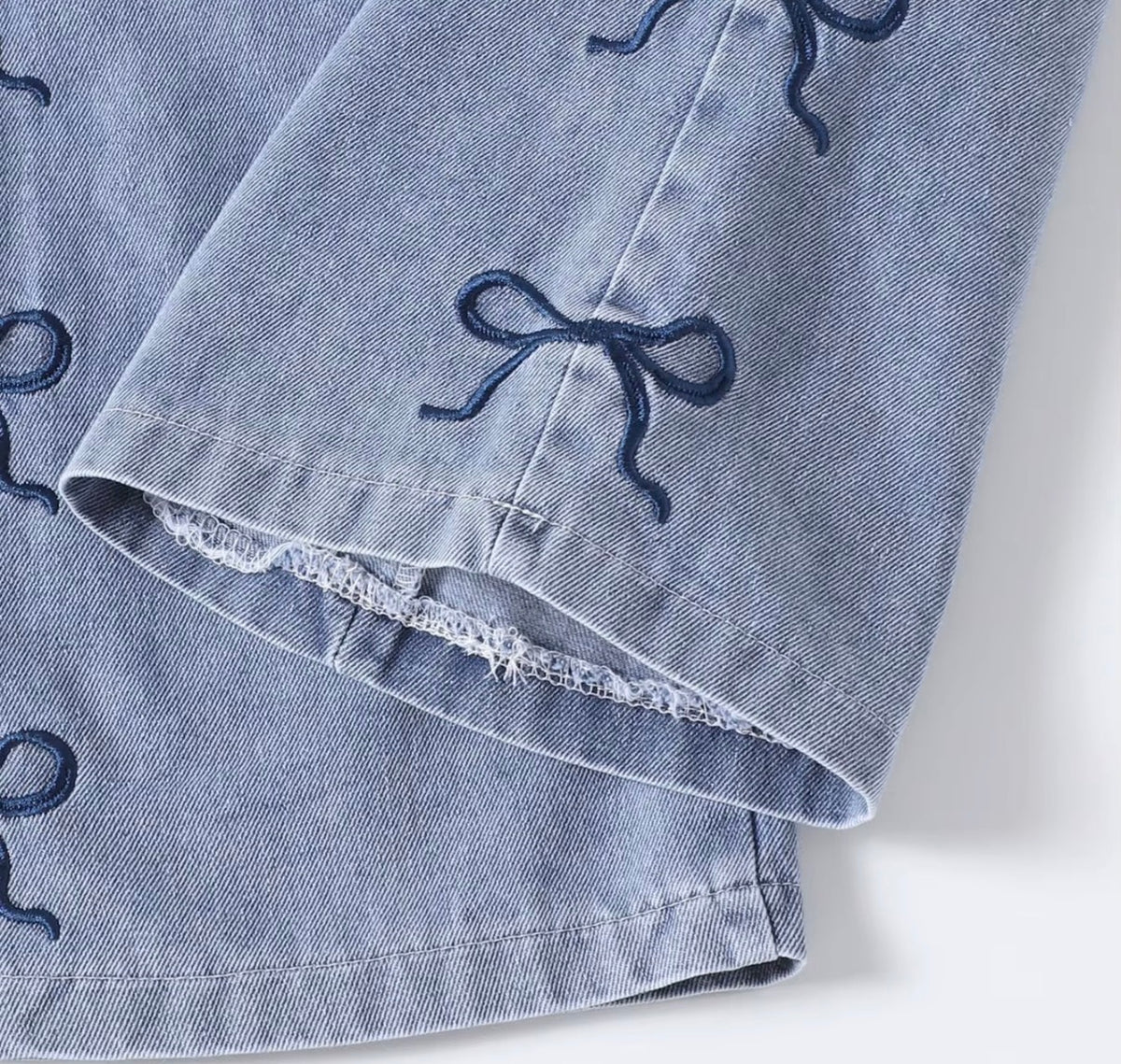 Pearl Bow Denim Set